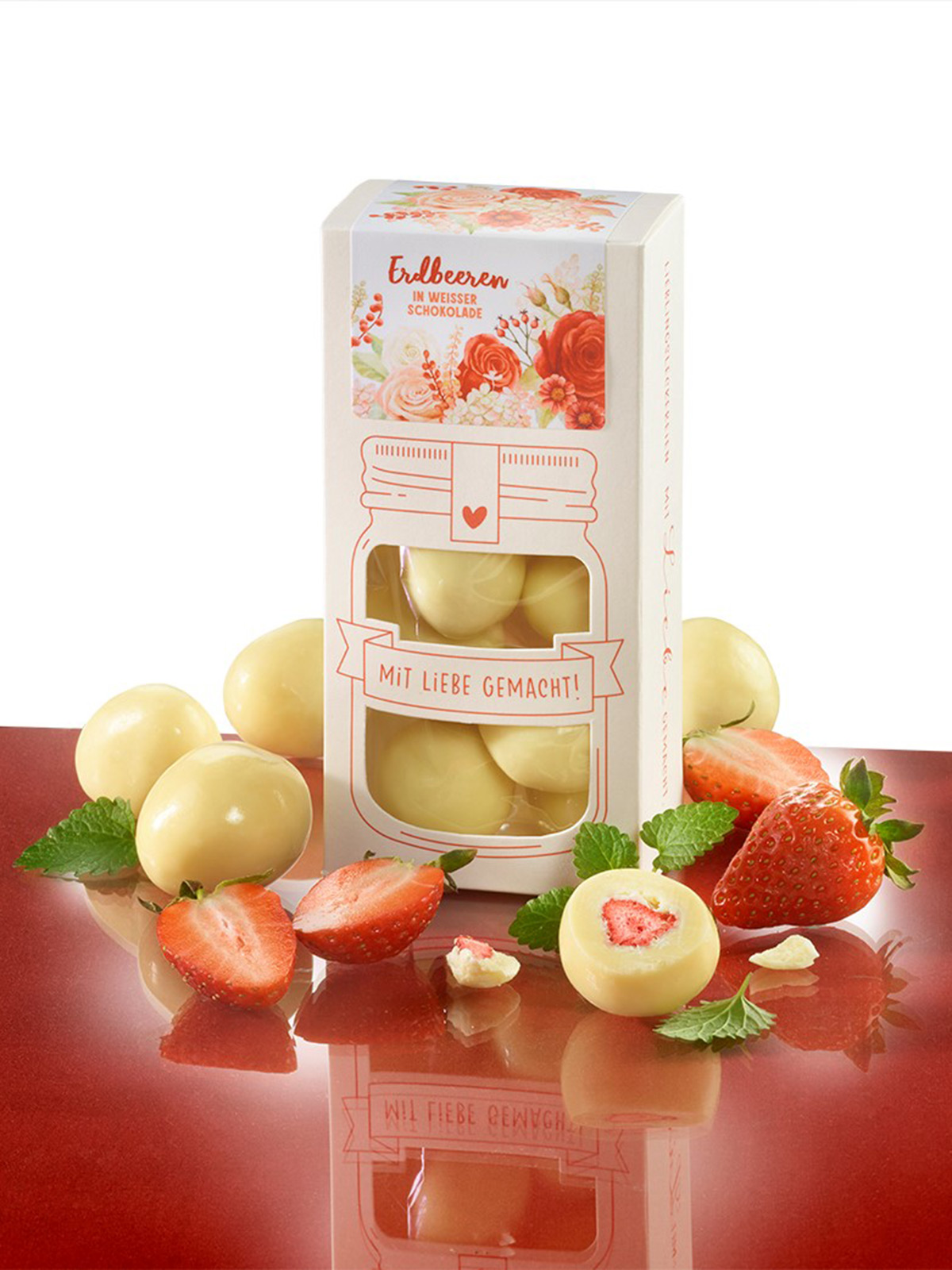Erdbeeren in weißer Schokolade