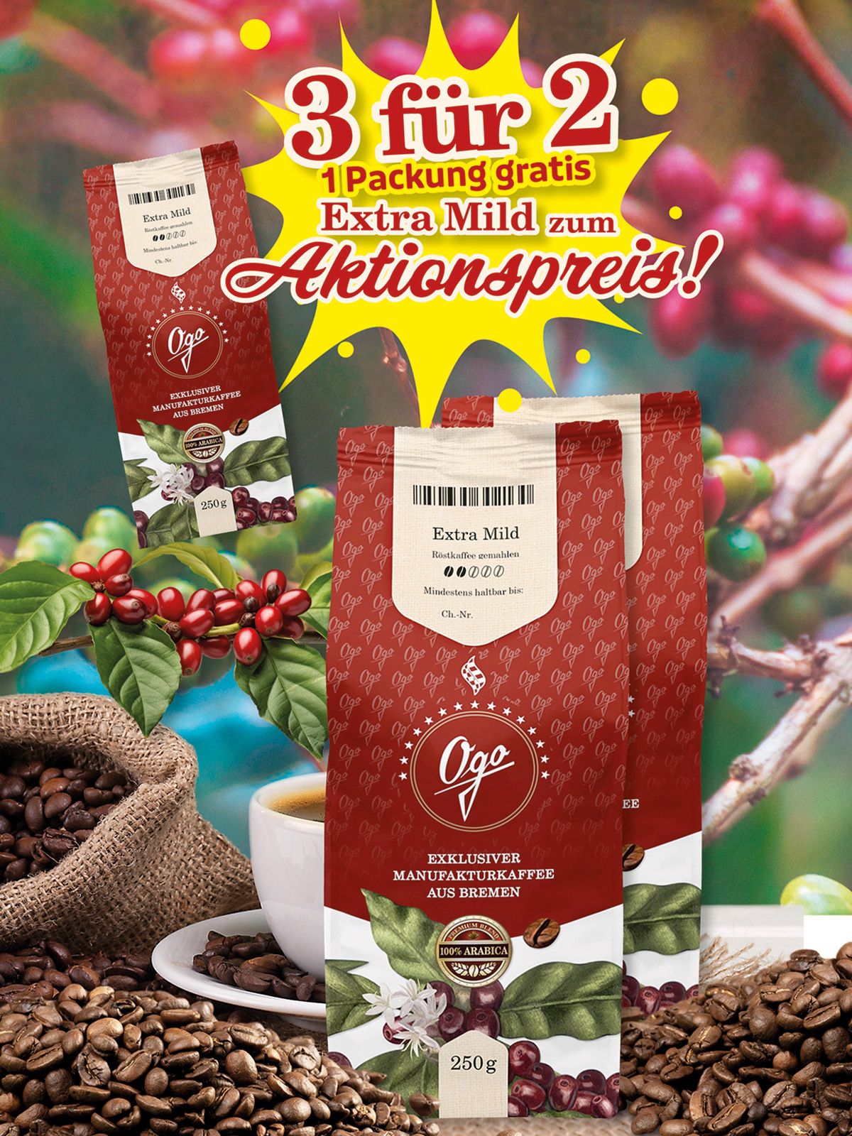 „3 für 2“ Extra Mild, Bohne