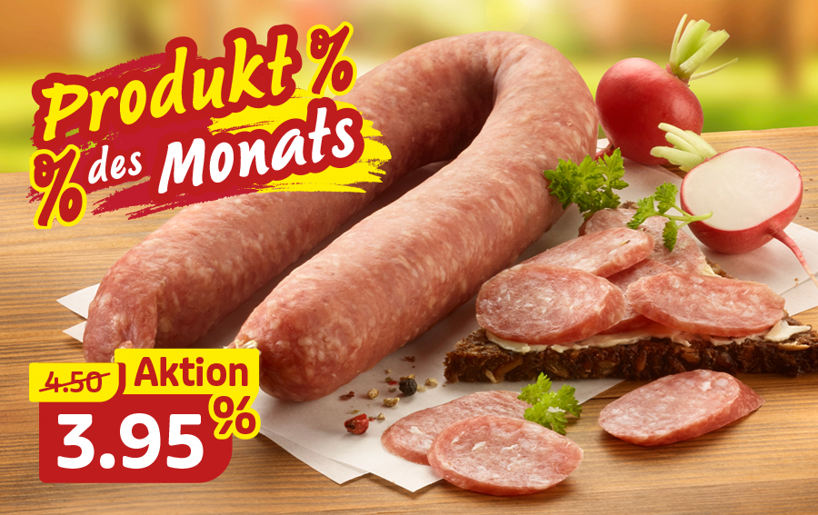 Wurstkringel auf Brot mit Radieschen und Aktionshinweis