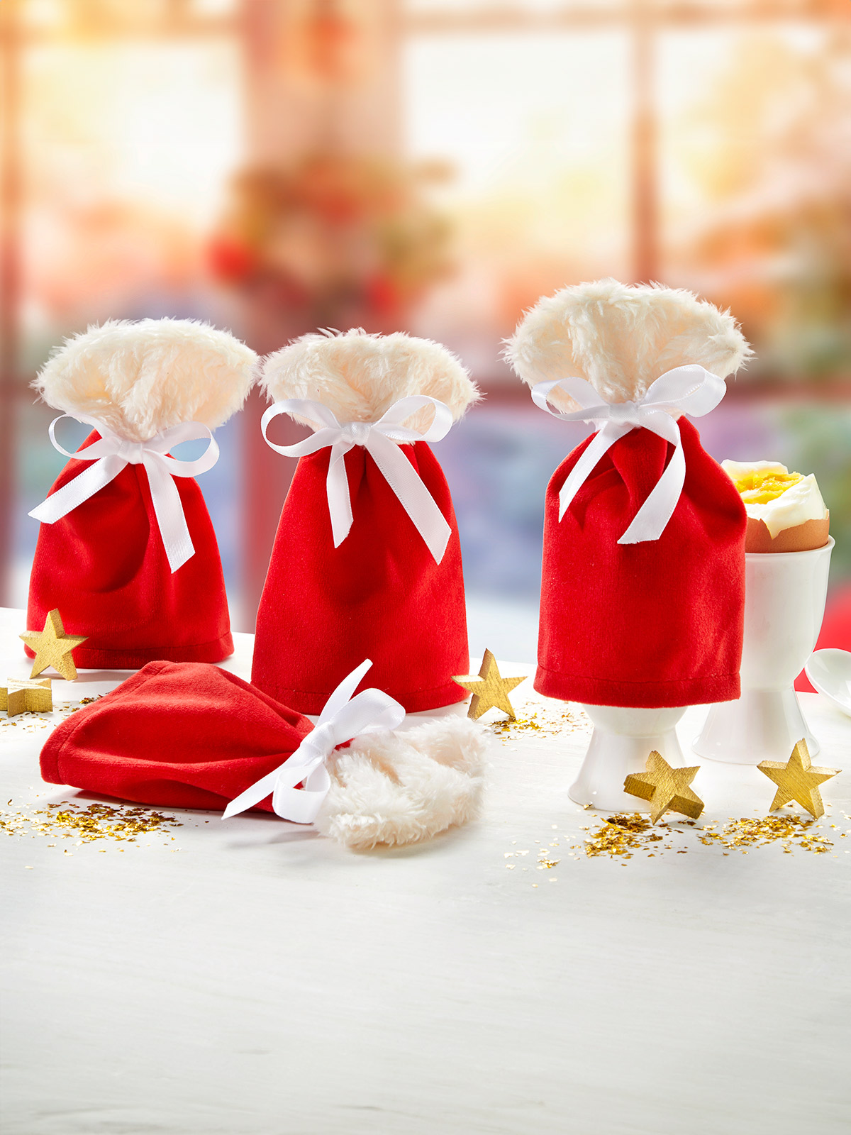 Eierwärmer-Quartett „Weihnachtsmütze“