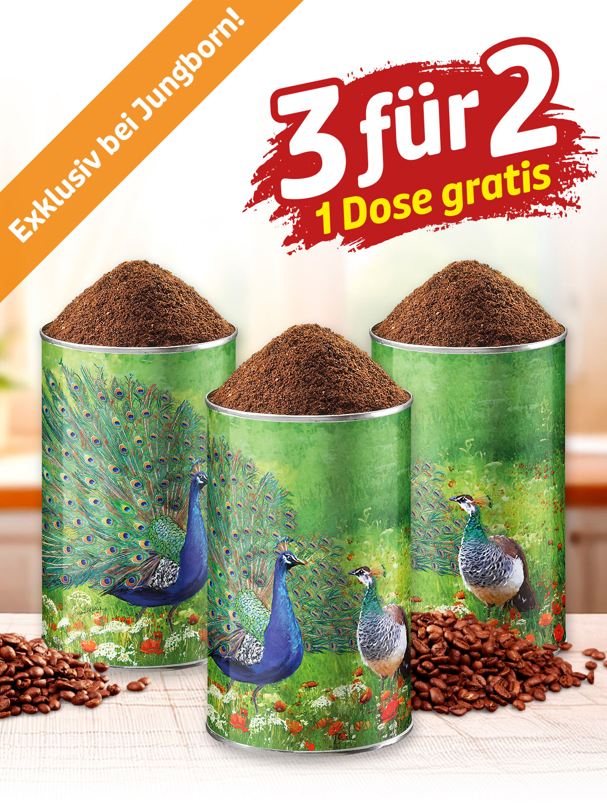 „3 für 2“ Kaffeedose „Pfauenpaar“
