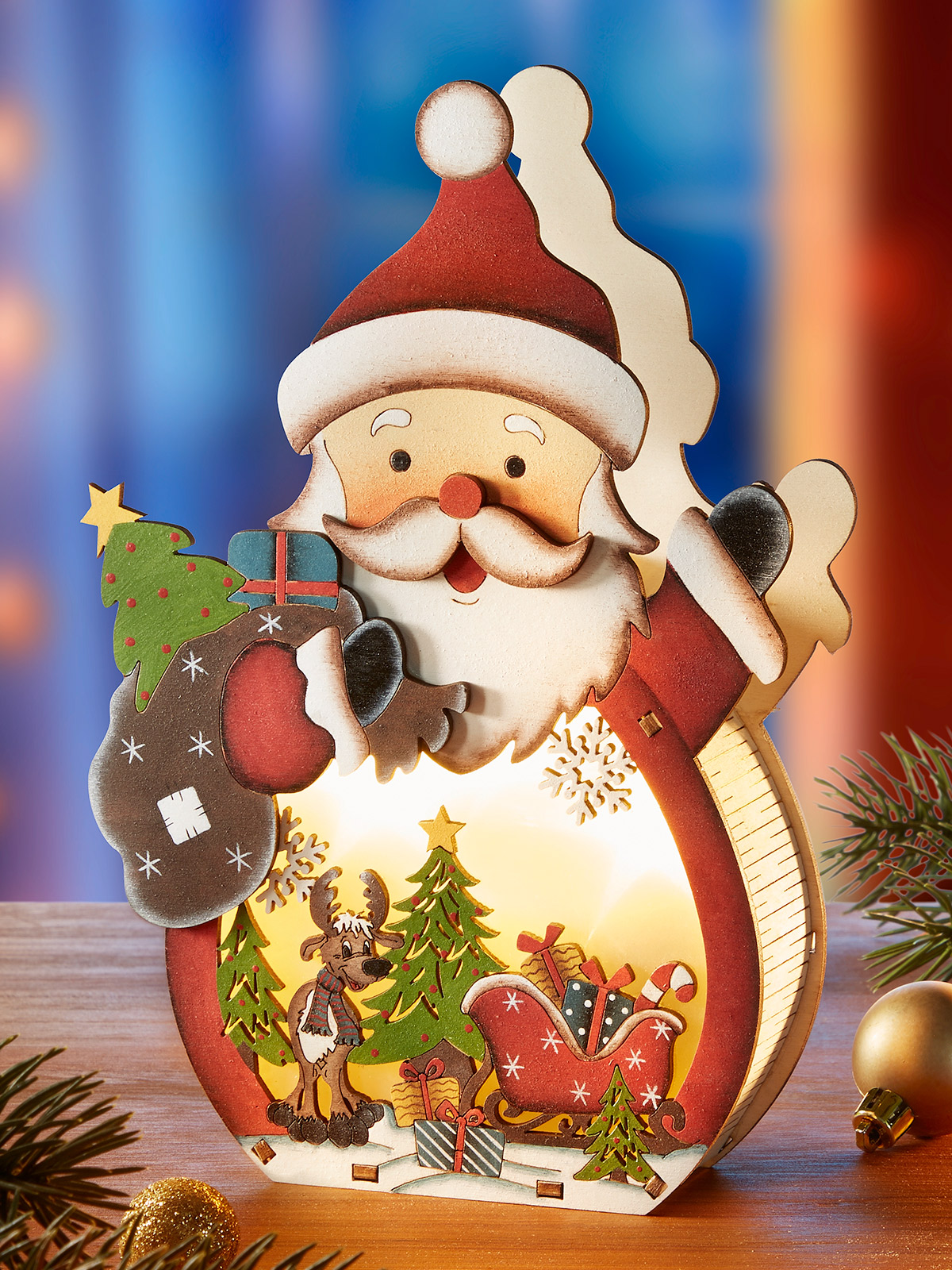 LED-Aufsteller „Santa mit Rudi“ LED-Aufsteller „Santa mit Rudi“