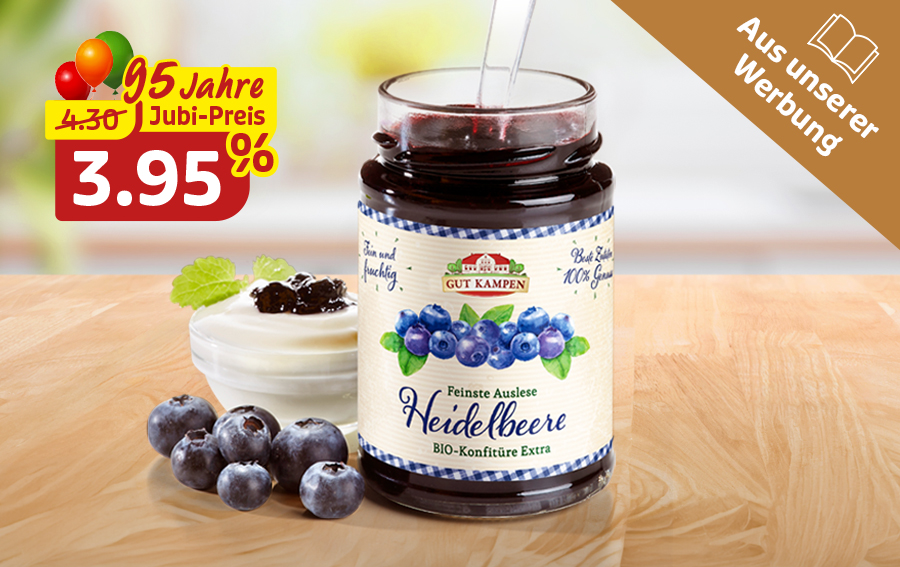 Heidelbeer-Konfitüre mit Joghurt und frischen Heidelbeeren