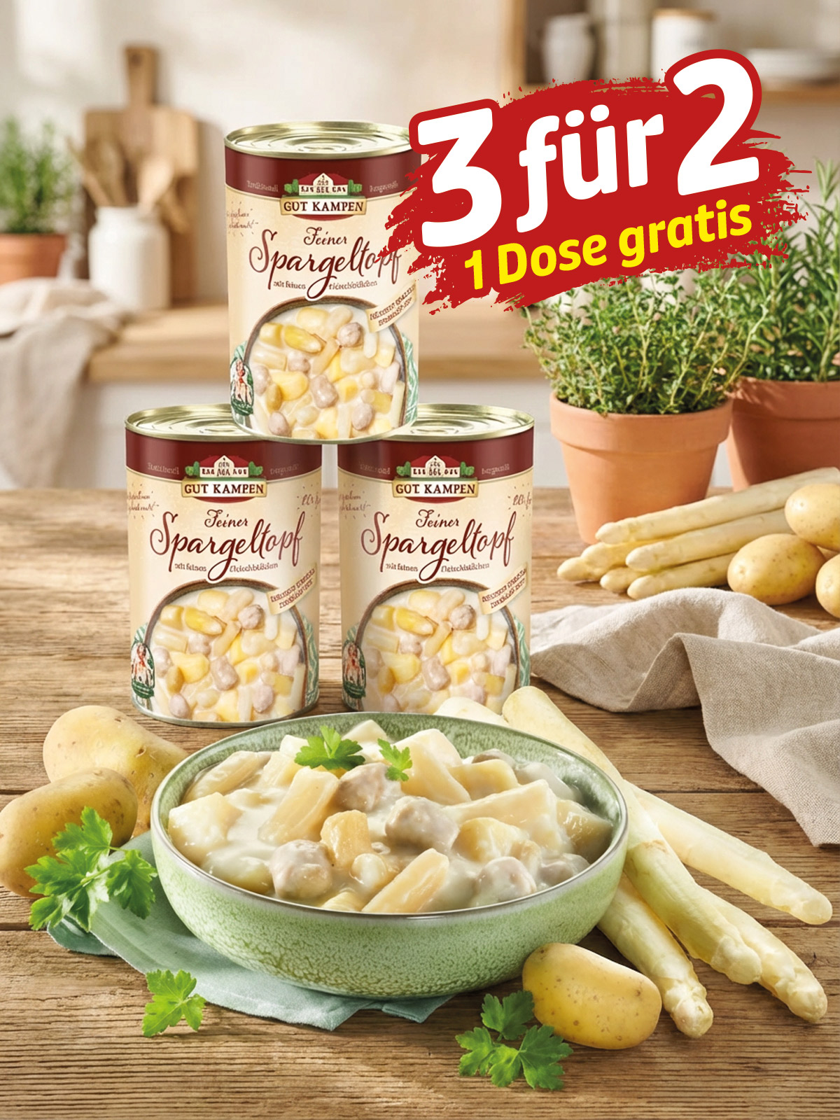 „3 für 2“ Feiner Spargeltopf