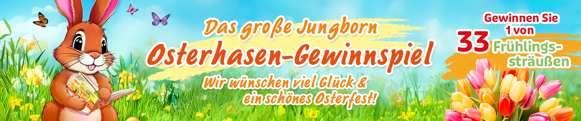 Jungborn Osterhasen-Gewinnspiel: Chance auf 1 von 33 Frühlingssträußen.