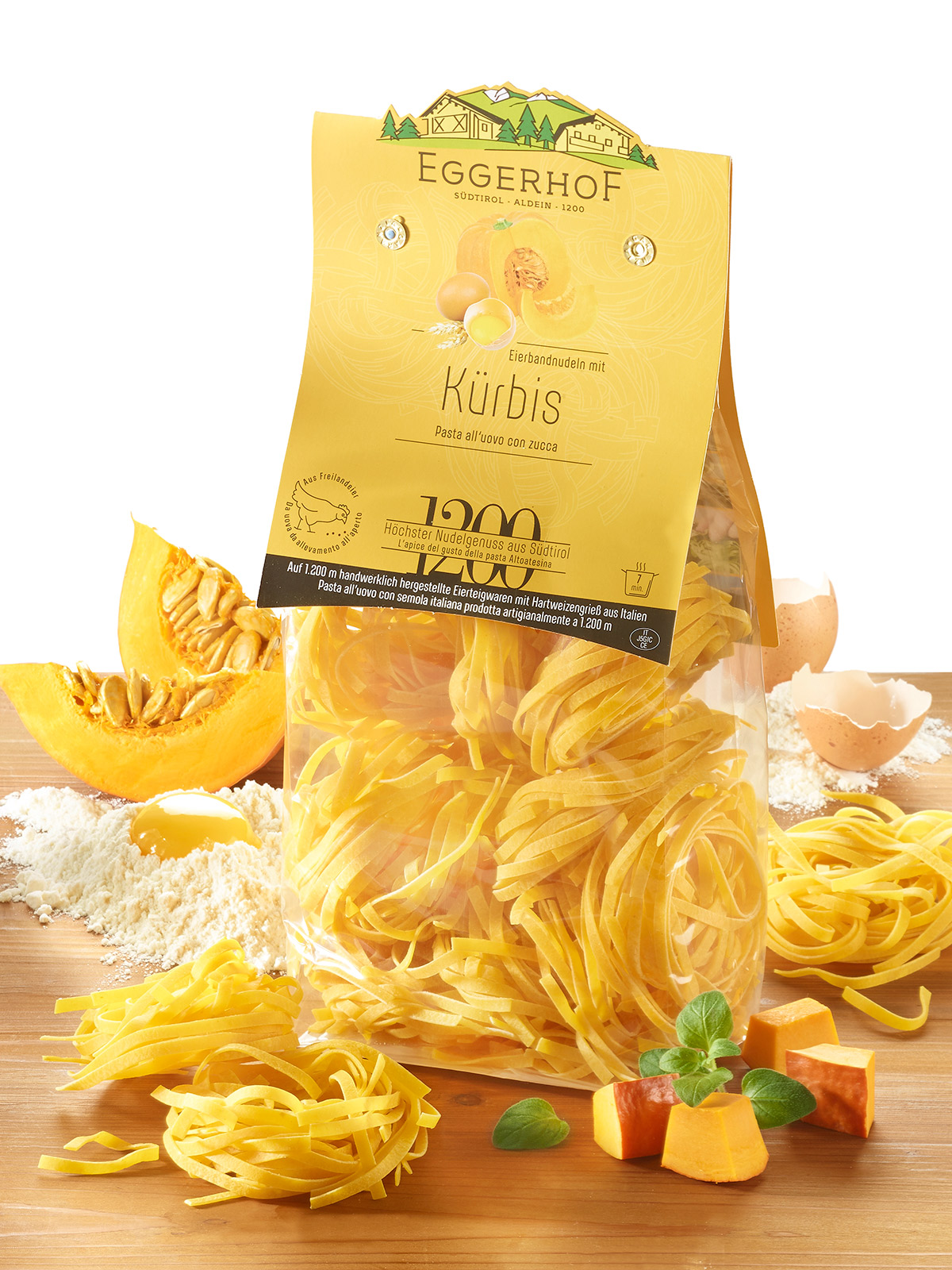 Eier-Bandnudeln mit Kürbis 