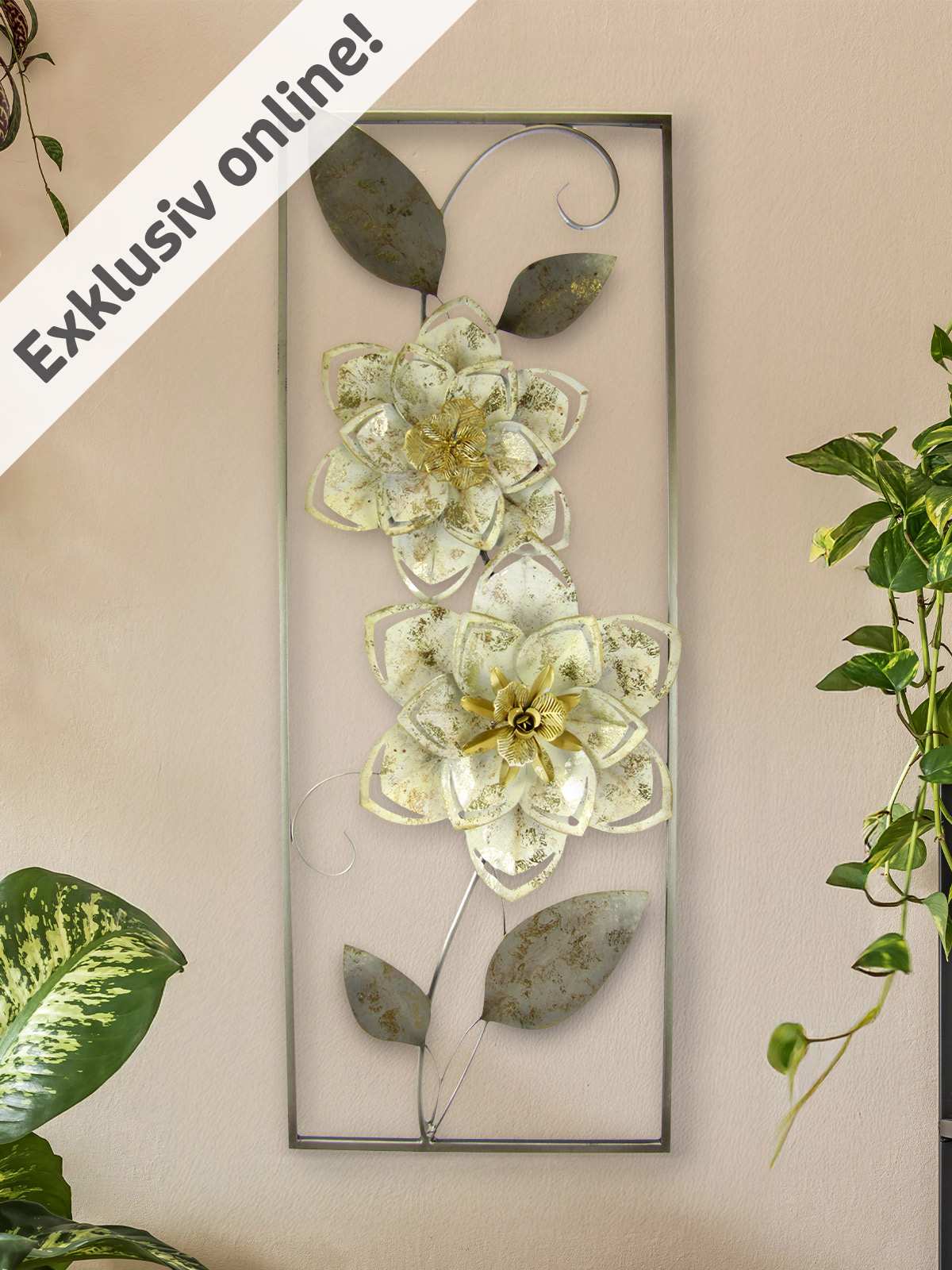 Metall-Wanddeko „Celina“ im Rahmen