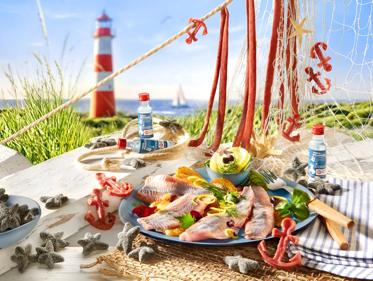 Küstengrüße mit Matjes, Ankergebäck und Strandschätzen