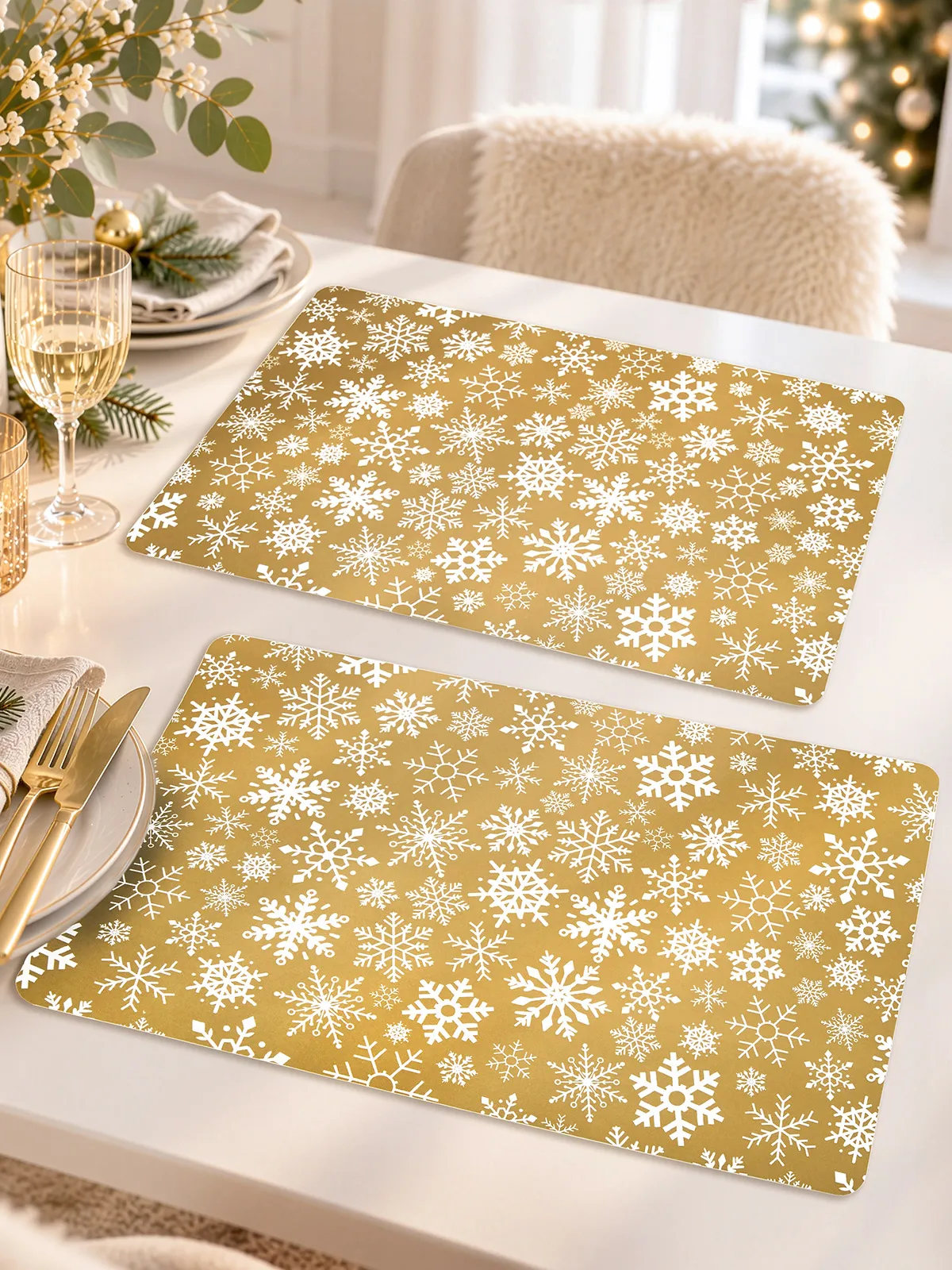 Platzset-Duo „Goldschnee“