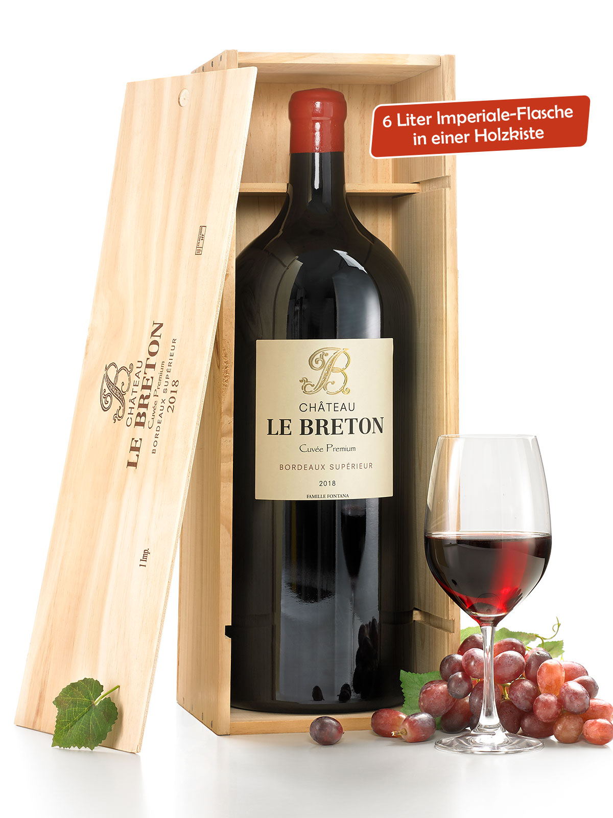 „Château Le Breton“ IMPÉRIALE 6,0 , in Holzkiste, Cuvée Premium Bordeaux Supérieur 2018 