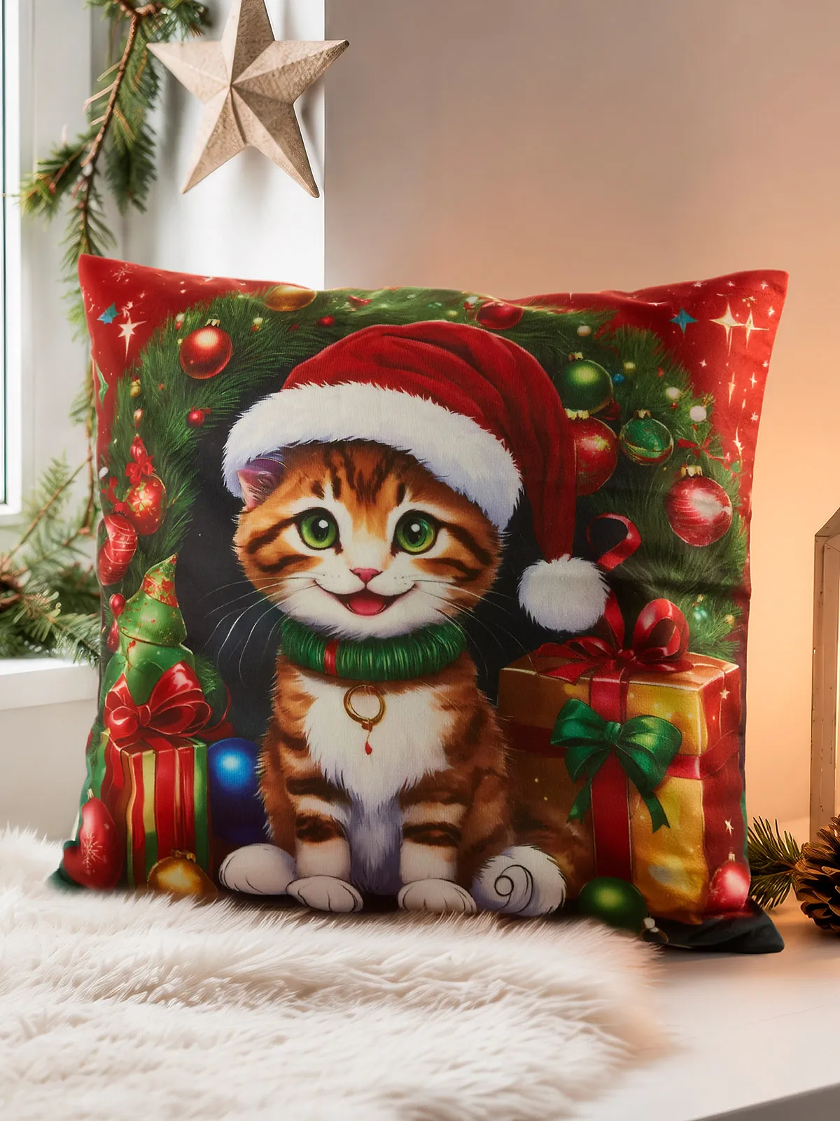 Kissenhülle „Santa Pfötchen“