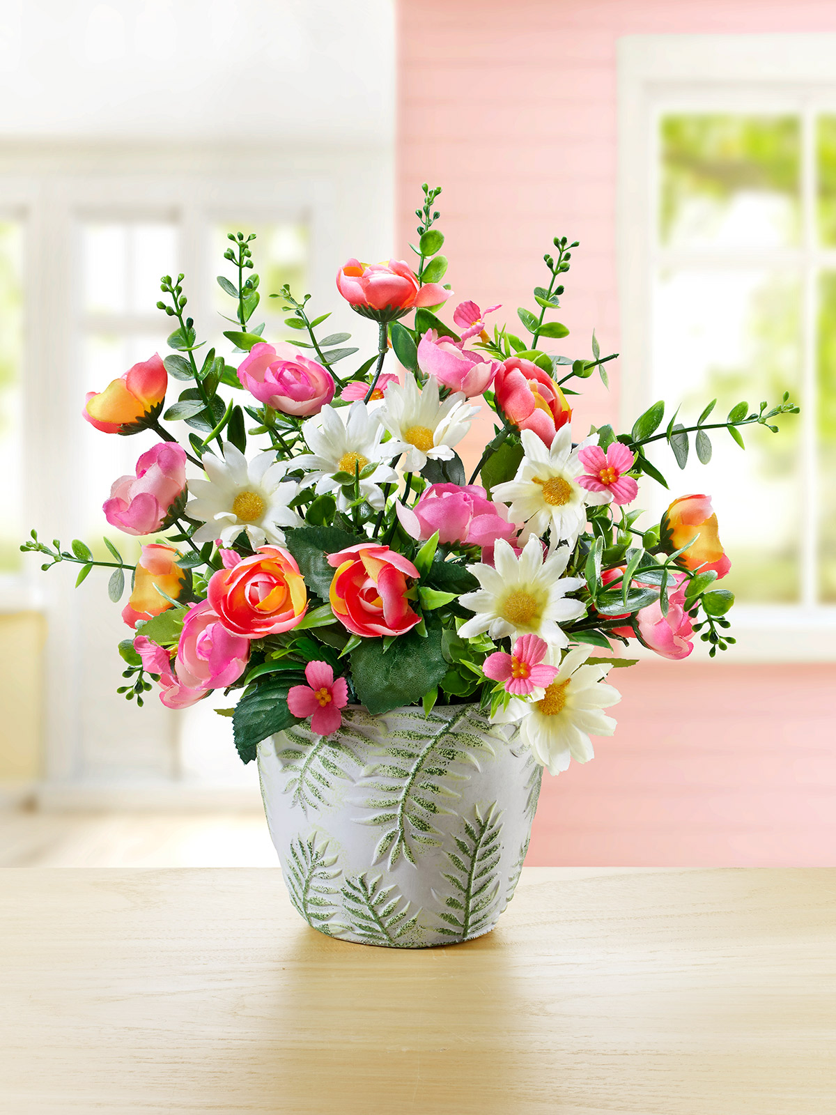 Topfgesteck „Rosen & Margeriten“ Topfgesteck „Rosen & Margeriten“