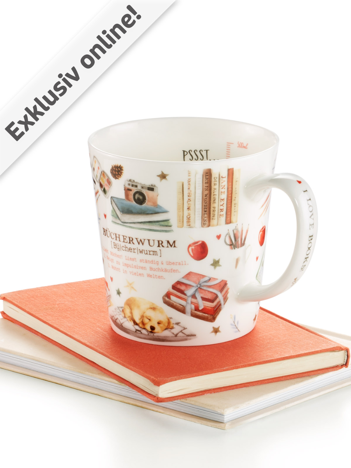 Becher „Bücherwurm“
