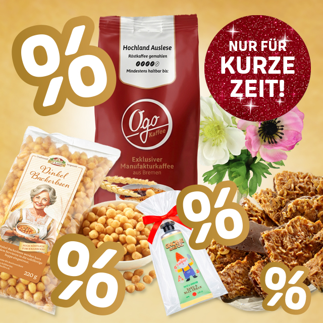 Jubiläumsangebote mit Kaffee, Snacks und Rabattaktion