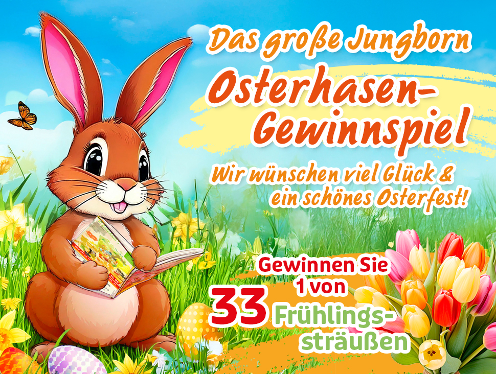 Jungborn Osterhasen-Gewinnspiel: Chance auf 1 von 33 Frühlingssträußen.