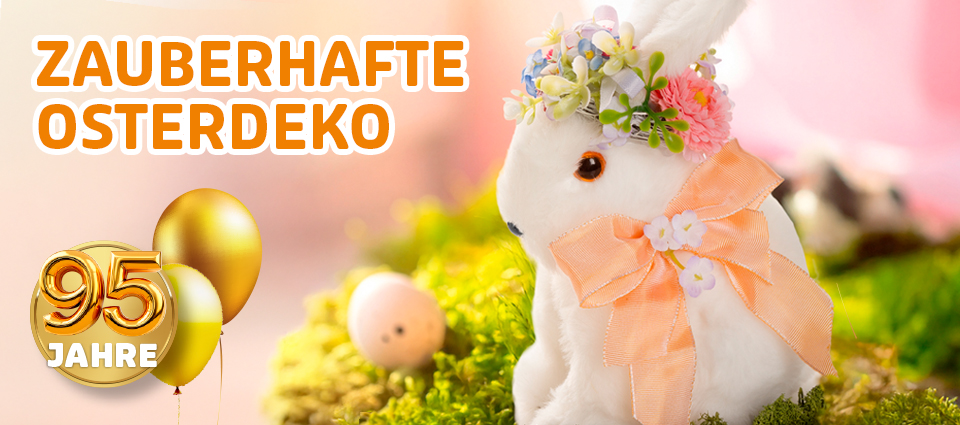 Osterdeko mit dekorativem Hasenmotiv zum Jubiläum