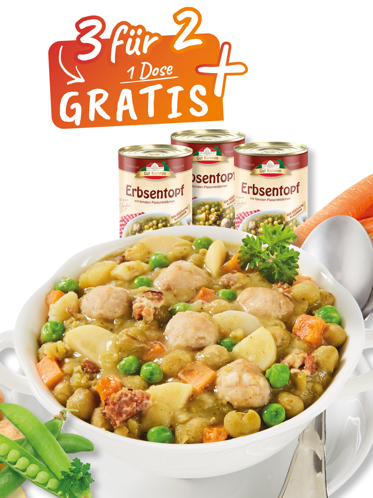 Erbseneintopf mit Fleischklößchen