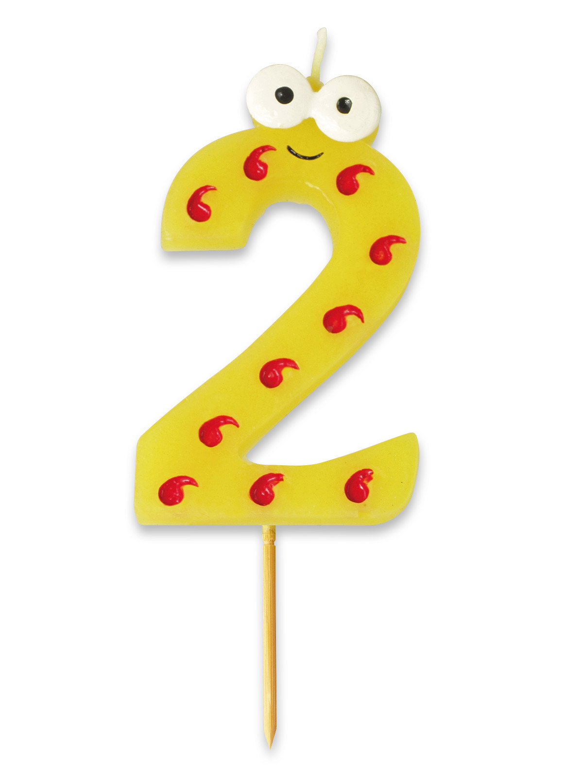 Zahlenkerzen mit lustigen Augen, Zahl „2“ Zahlenkerzen mit lustigen Augen, Zahl „2“