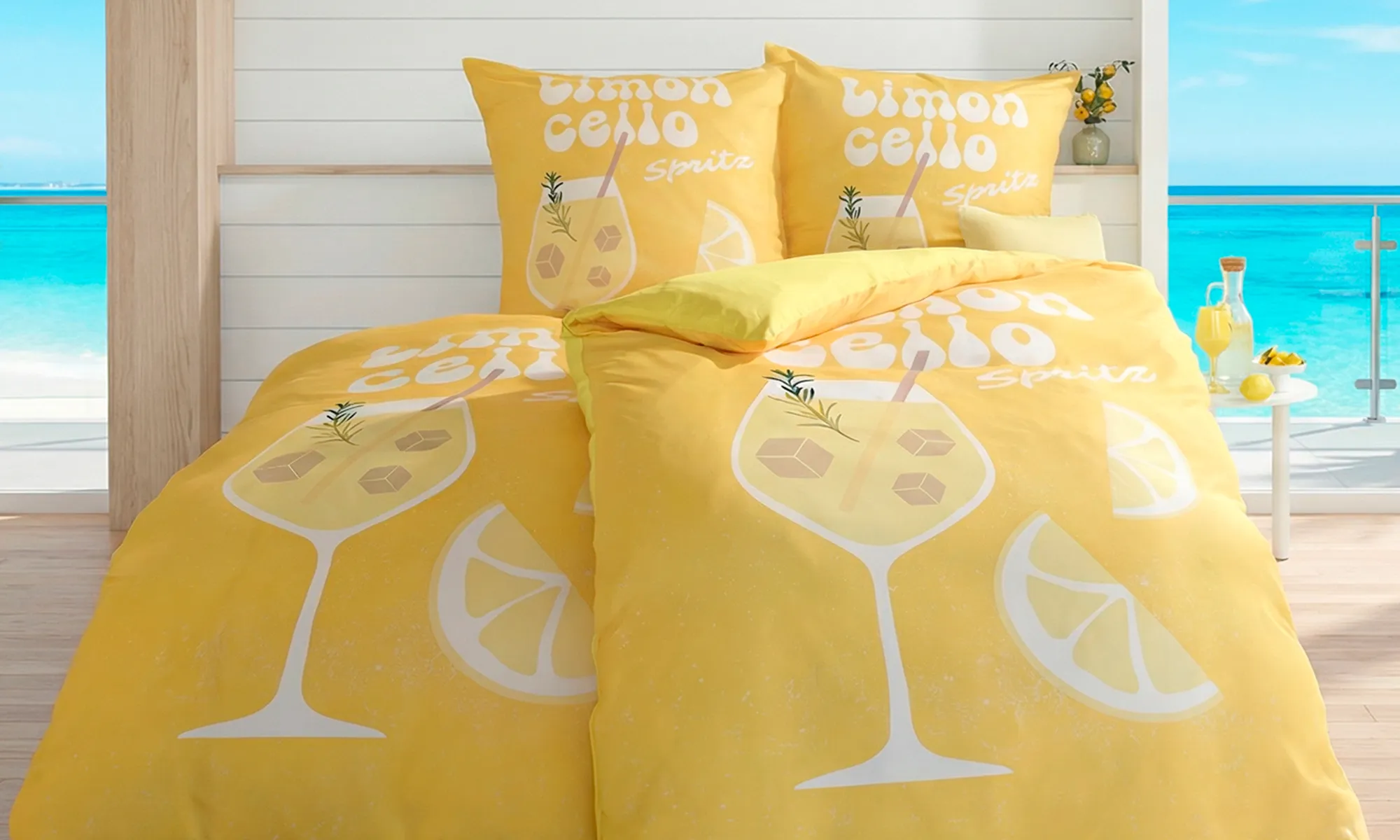 Bettwäsche-Set Limoncello mit sommerlichem Zitronen-Motiv
