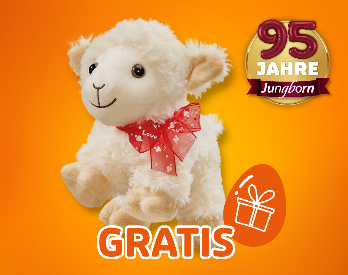Kuscheliges Lamm als Gratisgeschenk zum 95 Jahre Jubiläum