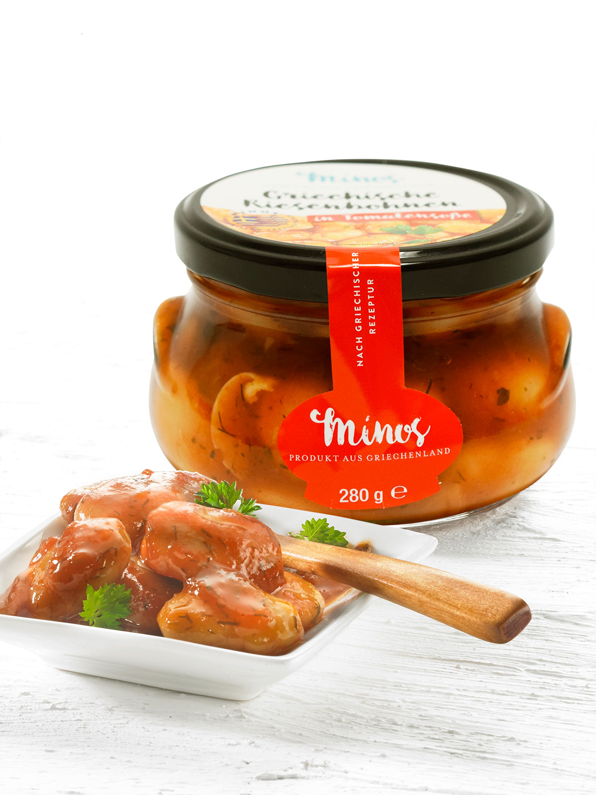 Riesenbohnen in Tomatensauce