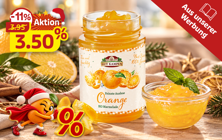 Bio-Orangenmarmelade von Gut Kampen zum Aktionspreis von 3,50 Euro