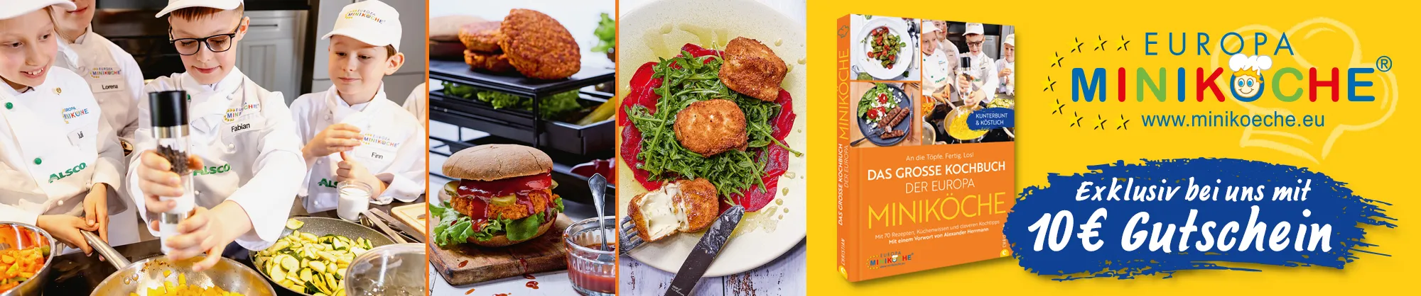 Miniköche beim Kochen, Rezeptgerichte, Kochbuch und 10-Euro-Gutschein