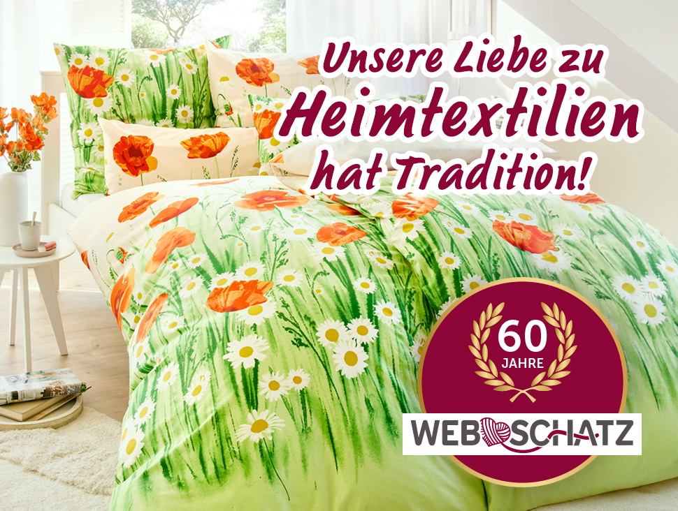 Gemütliche Bettwäsche mit Mohnblumen-Design – 60 Jahre Webschatz Heimtextilien.