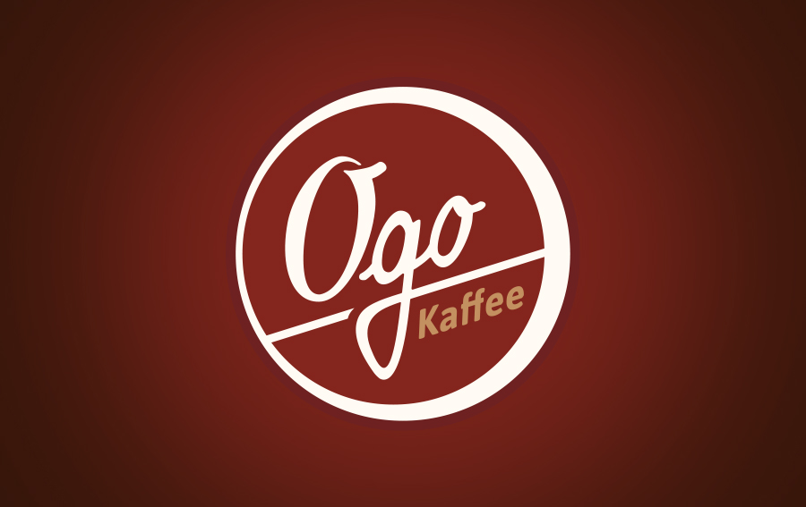 Ogo Kaffee Logo in runder Form auf rotem Hintergrund