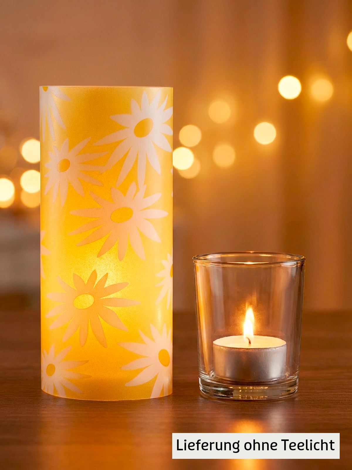 Teelichtglas mit Dekofolie