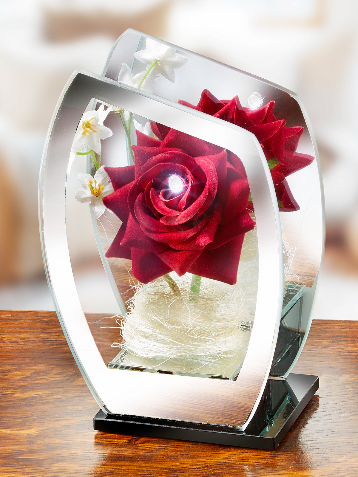 LED-Rose im Spiegelglas LED-Rose im Spiegelglas