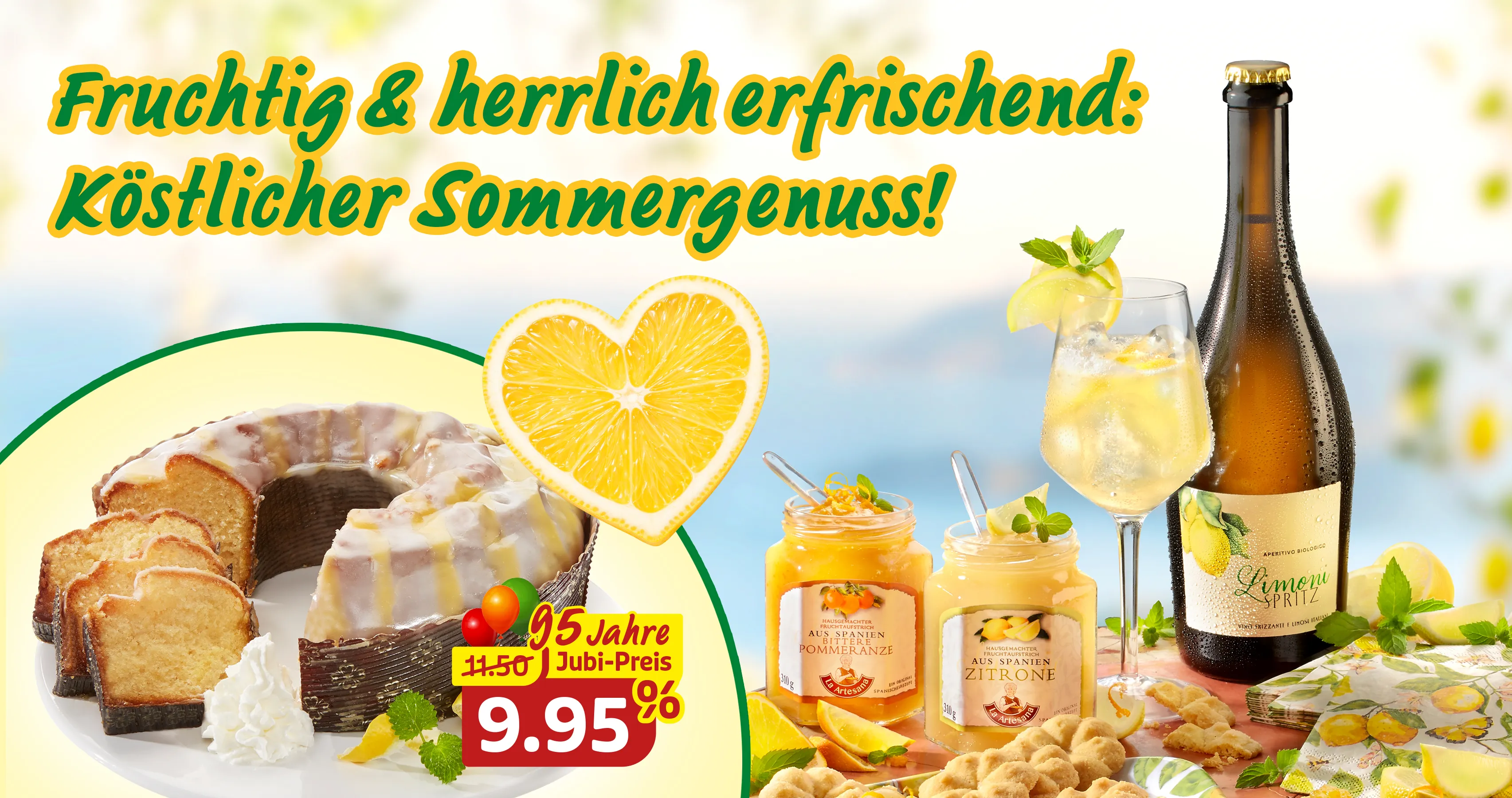 Zitronenspezialitäten und Limoncello für fruchtigen Sommergenuss
