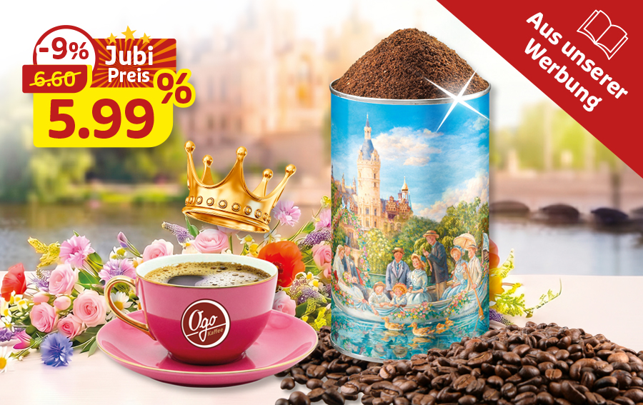 Kaffee in Schmuckdose mit Schlossmotiv zum Jubipreis von 5,99 Euro