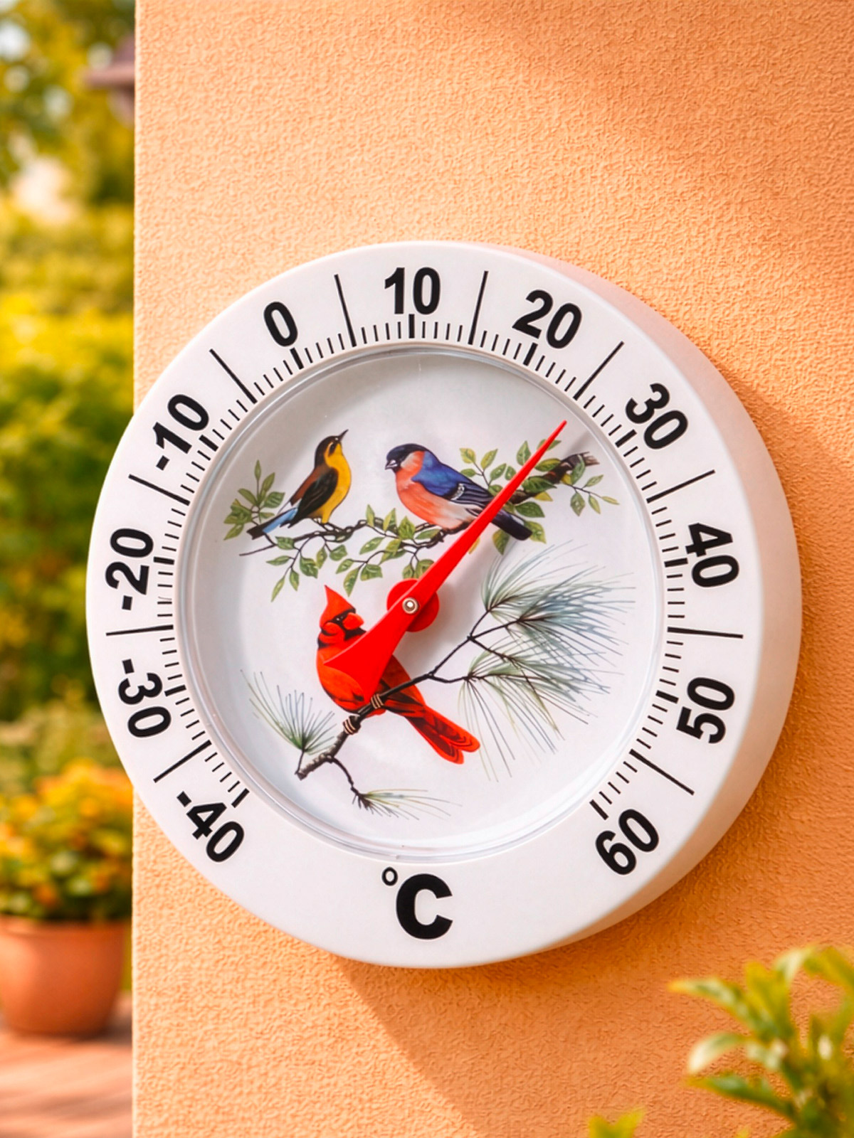 XXL-Außenthermometer „Vogelfamilie“