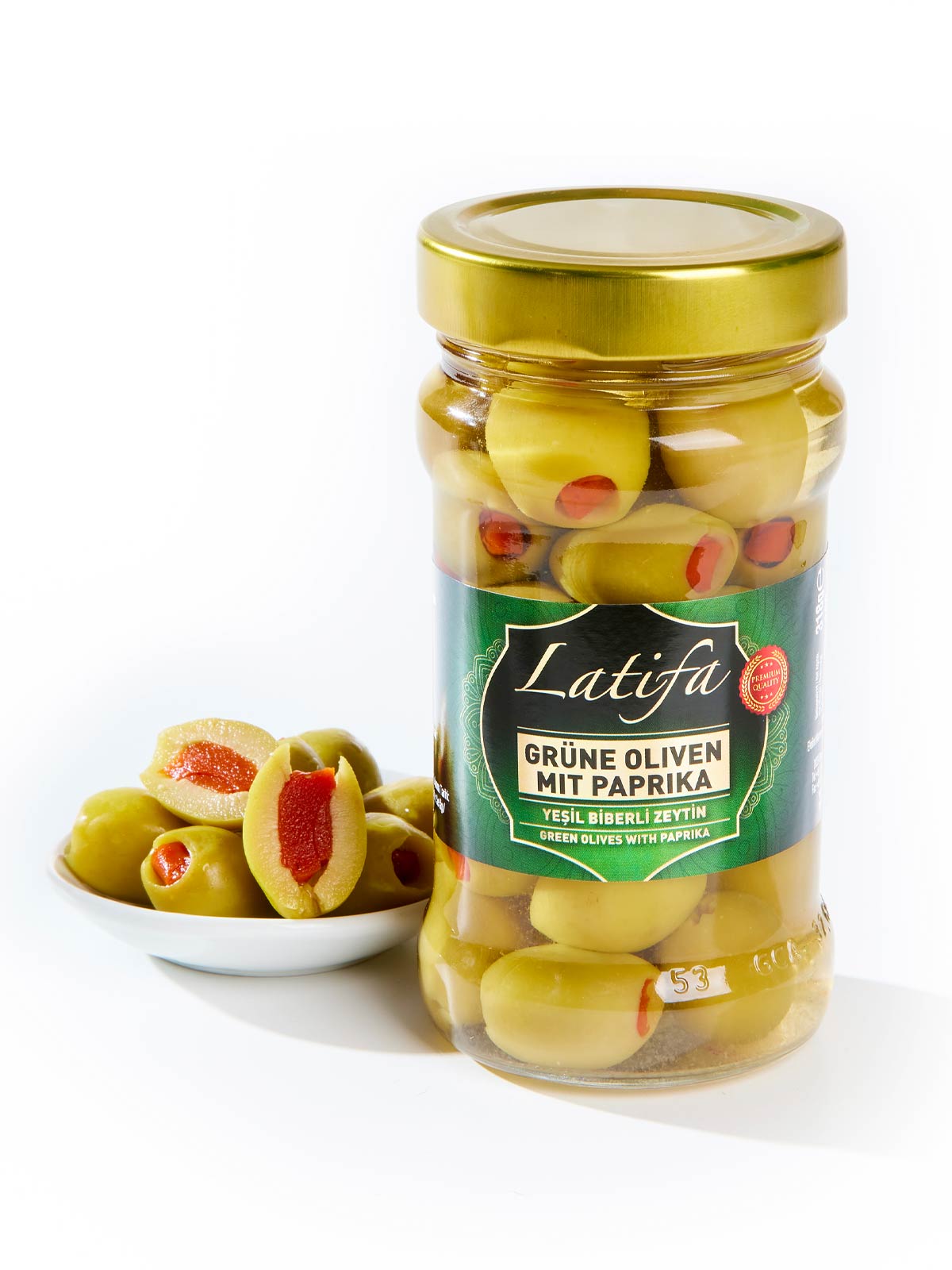 Grüne Oliven mit Paprika | 104354 Grüne Oliven mit Paprika | 104354