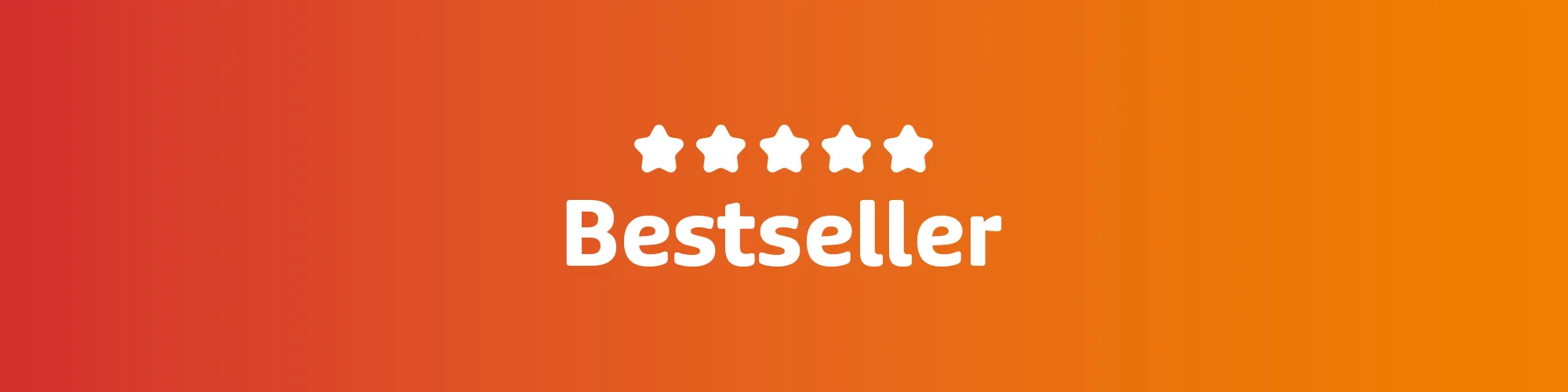 Bestseller-Hinweis mit fünf Sternen auf orangefarbenem Hintergrund