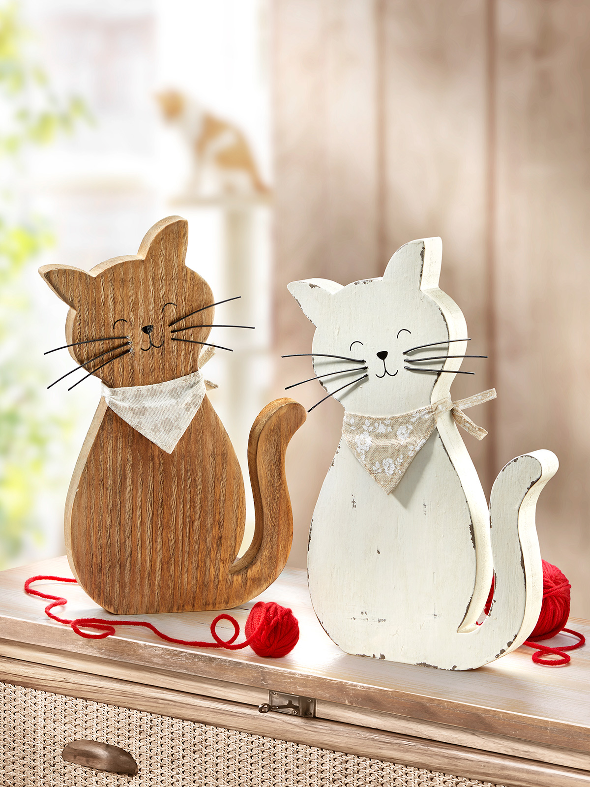 Holz-Katzen Duo