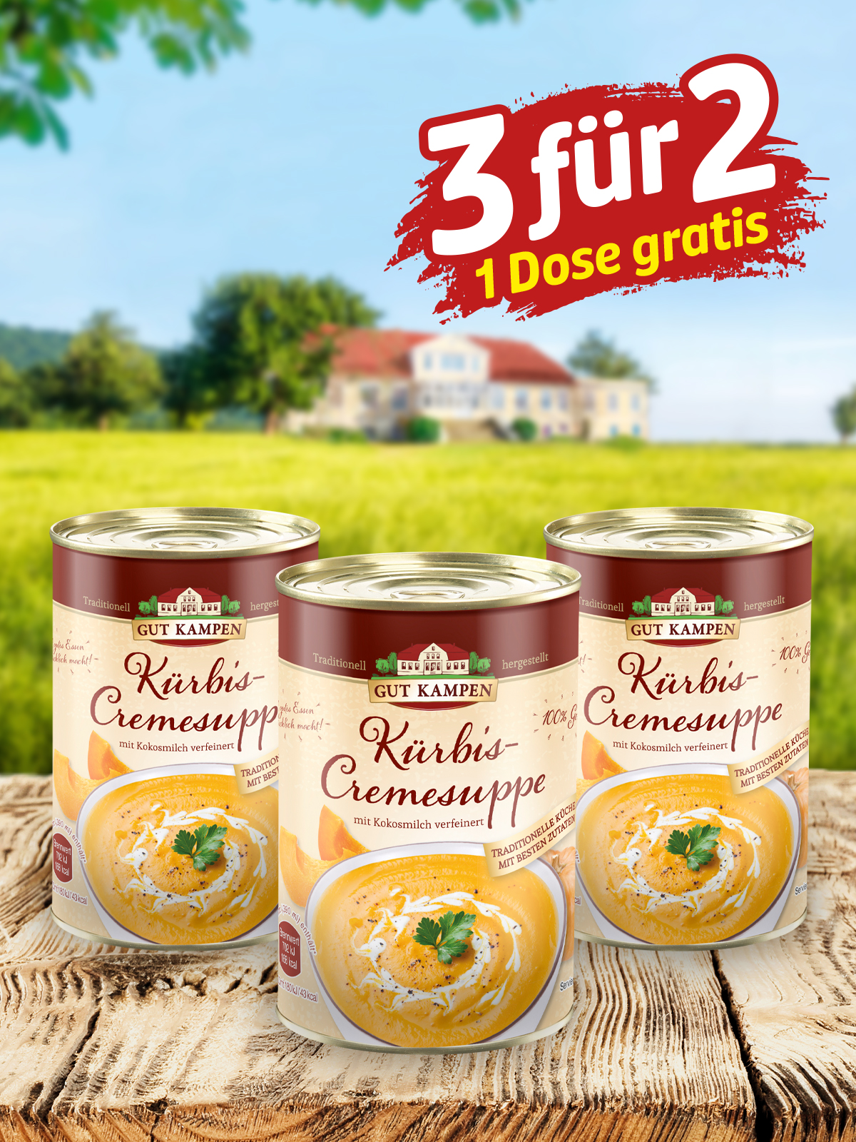 Kürbis-Cremesuppe „3 für 2“