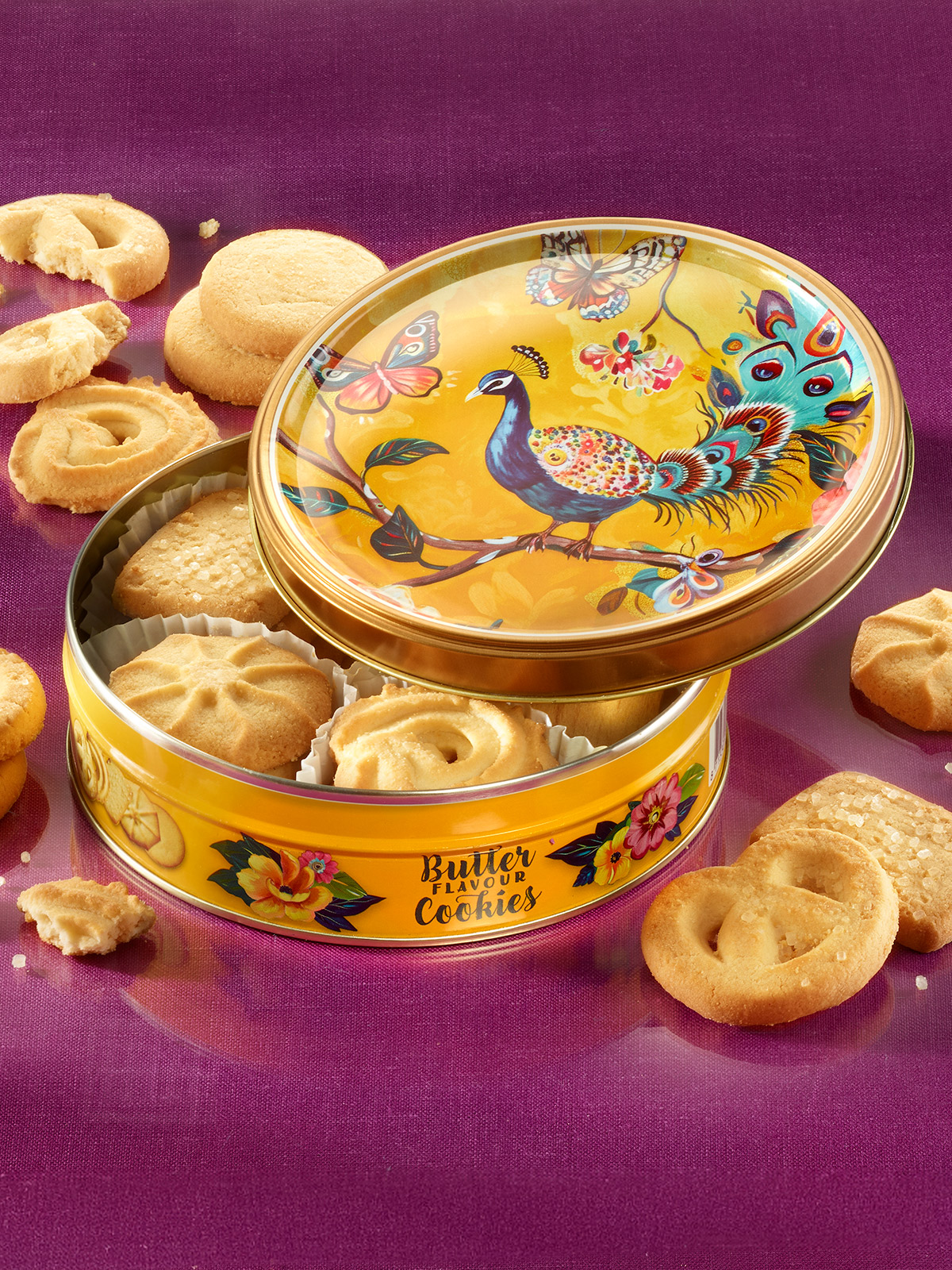 Die kleine Gebäckdose „Pfau“