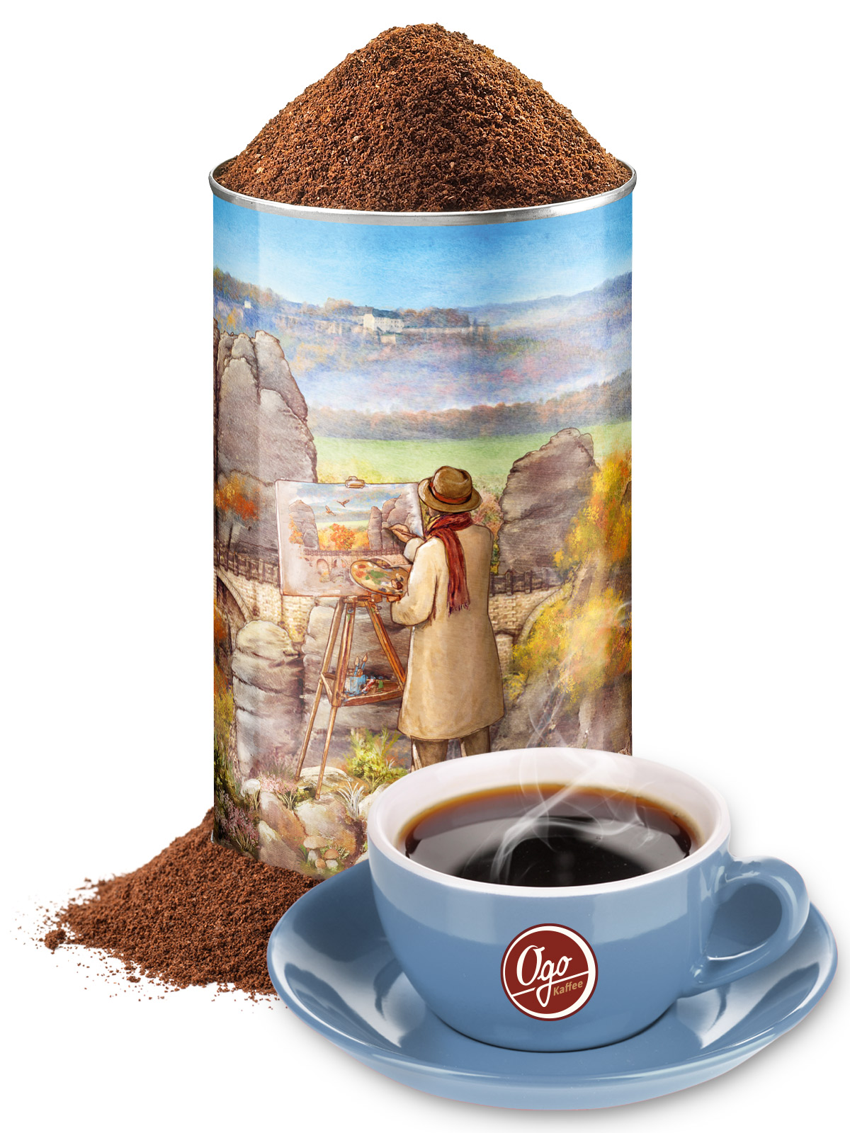 Entkoffeinierter Kaffee, gem. in Künstlerdose