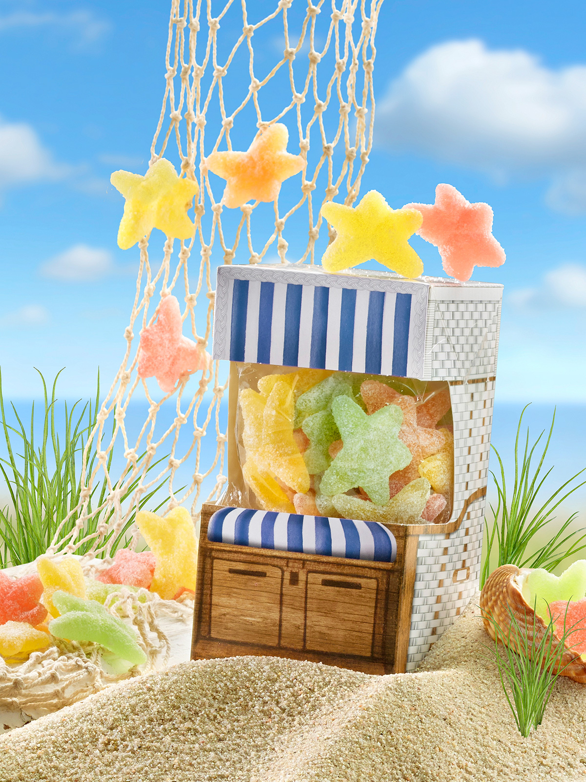 Strandkorb-Seesterne