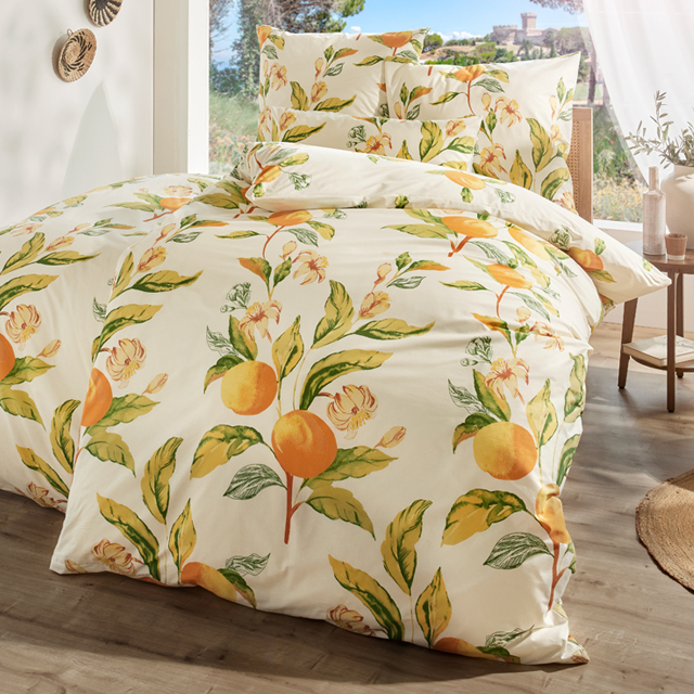 Sommerliche Bettwäsche mit Zitronenmotiv für traumhafte Nächte