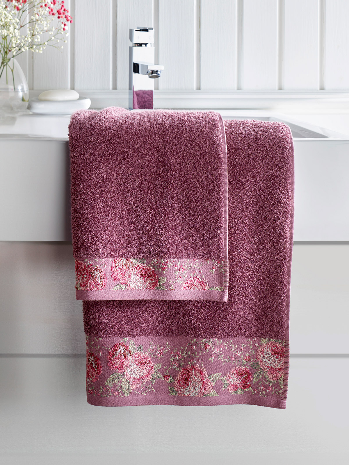 Handtuch-Geschenkset „Rosi“, bordeaux Handtuch-Geschenkset „Rosi“, bordeaux