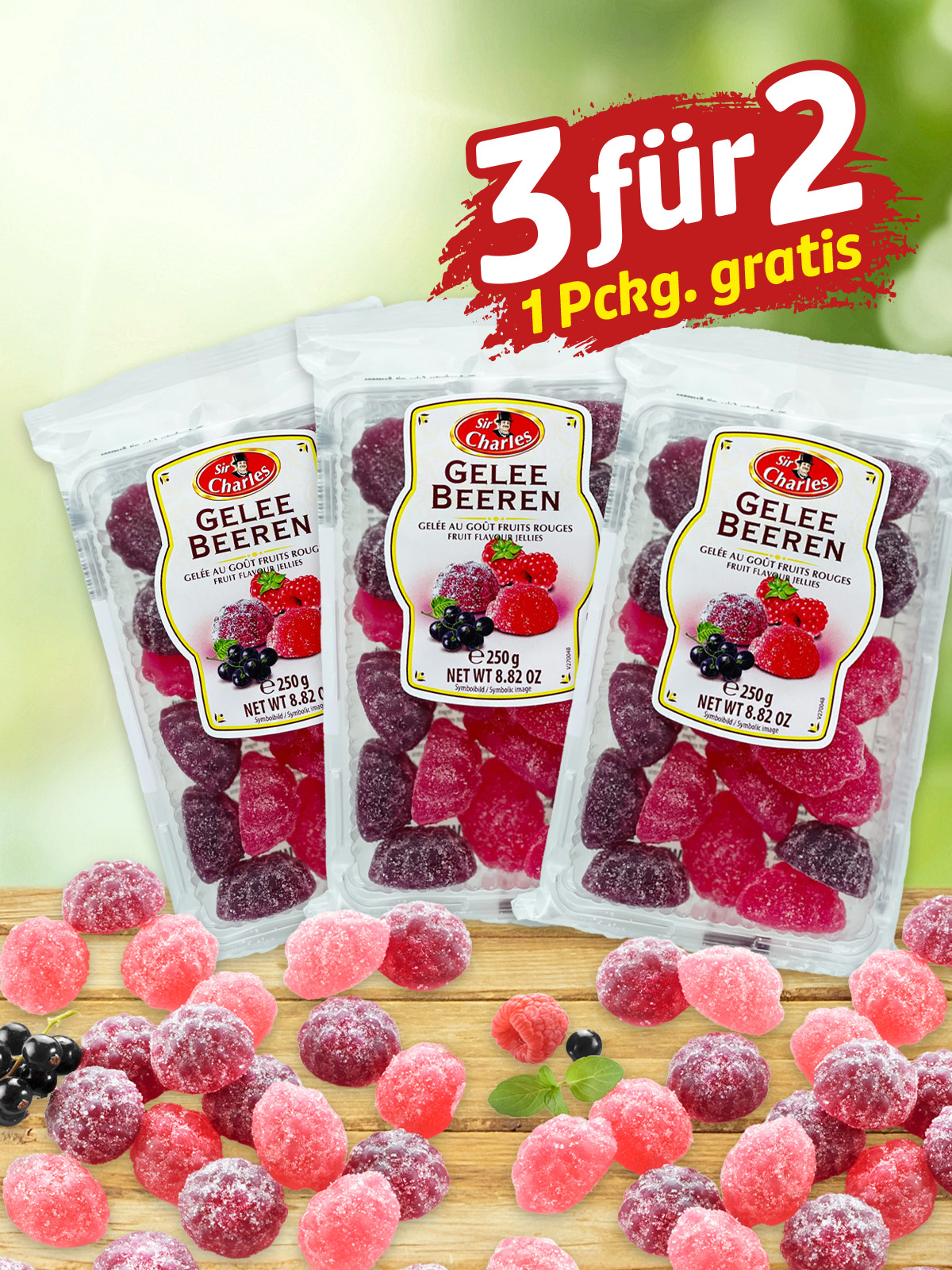 „3 für 2“ Gelee-Beeren