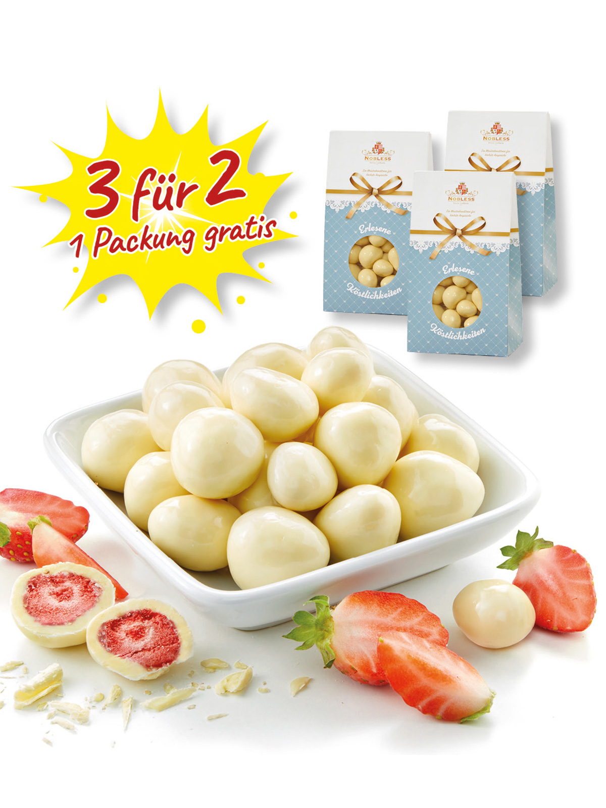 „3 für 2“ Schokolierte Erdbeeren