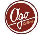 Ogo-Logo auf rotbraunem Hintergrund