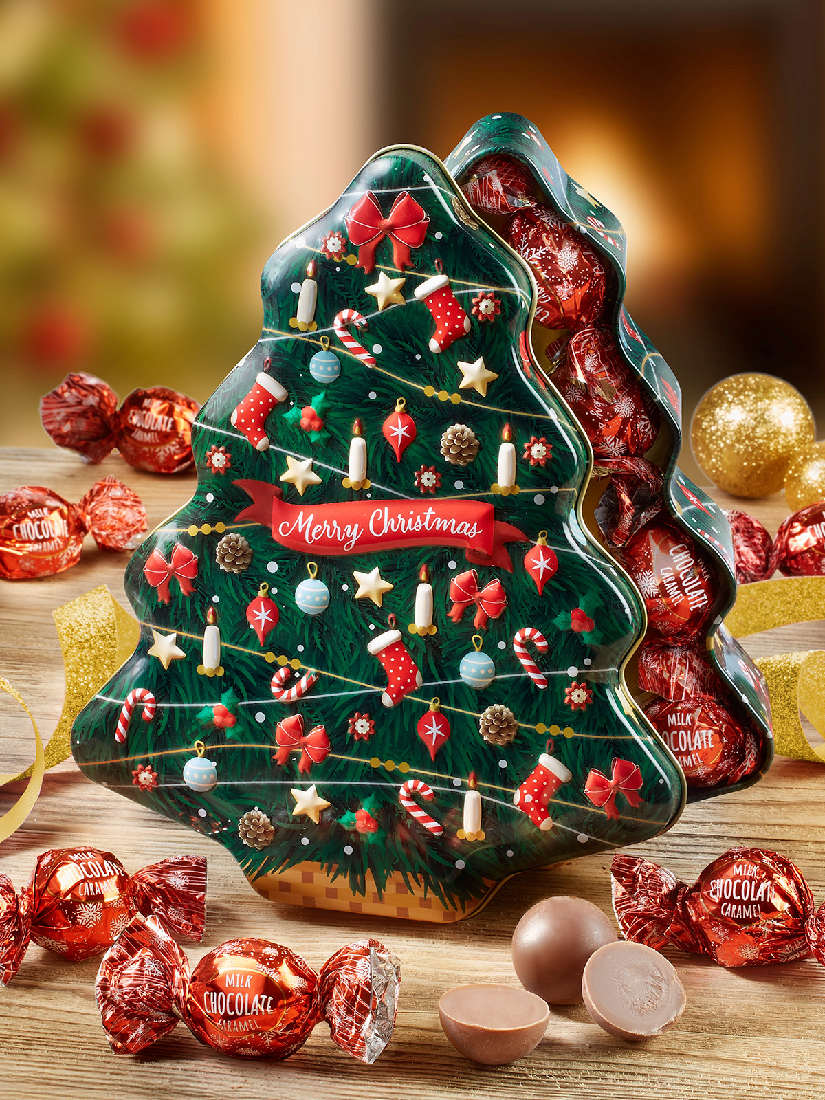 Gefüllte Weihnachtsbaum-Dose