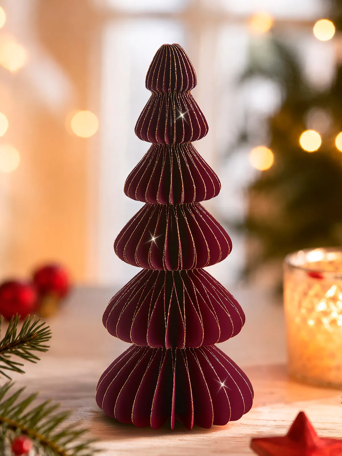Papier-Tannenbaum „Goldkante“, Rot