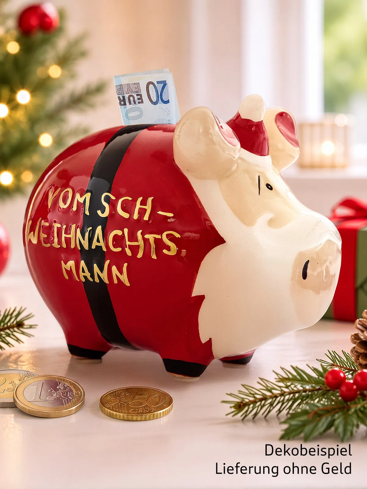 Weihnachts-Sparschwein „Quiekie“