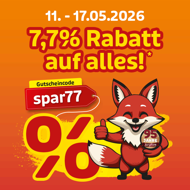 7,7 Prozent Rabatt mit Gutschein spar77 und Sparfuchs